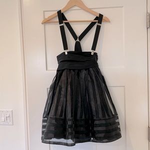 Betsey Johnson Full Striped Skirt with Suspenders